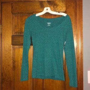 Teal long sleeve V-neck